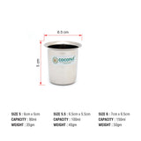 Coconut Stainless Steel Glasses Set Of 6 - Capacity Available in 80ml, 100ml & 150ml Each, Heavy Gauge, Durable, Food Grade, BPA Free, Model-D14 Kolga, Glass For Serving Water / Juice / Beverages/ Lemonade / Tea / Coffee / Milk