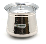 Coconut Stainless Steel Fiji Handi with Lid - Hammered Finish, Cook n Serve, Handi with Lid,  Gas n Stove Compactible, Pot / Degchi / Gundu / Dahi Handi / Serving handi / Cooking Pot, Model - Fiji Handi