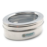 Coconut Stainless Steel Chintu C-thru Box - 1 Unit, Oval Box, Mirror Finish, Strong, Sturdy, Lunch Box/ Dabba / Dibba / Container / Canister / Storage Dabba for Fridge / Utility box / Storage Kitchen Organizer, Model - S36, Chintu C-thru