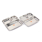 KCL Stainless Steel Round Partition Plate | 4-in-1 Compartment Thali for Lunch, Dinner & Bhojan | Heavy Gauge Mirror Finish | Rust Free & Food Grade – 1 Unit.