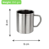 KCL Ekonomica Stainless Steel Double Walled Coffee Mug (Jumbo) | Glossy Finish Tea & Coffee Cup | Rust-Free, Durable & Easy to Clean | For Home, Office & Travel