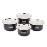 Coconut Hard Anodised Tope for Cook and Serve with SS Lid and Gas Stove & Induction Base Top Compatible - 3 Unit - Capacity - 2 Litre, 2.5 Litre, 3 Litre, 3.5 Litre (Dimension - 20Cm, 21cm, 23cm,24cm)