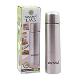 Coconut Stainless Steel Lava Flip Lock Vacuum Flask - 304 Steel | Food Grade | Double wall | keeps Liquid Hot / Cold for 24hrs | Leak Proof | Silver | Vaccum Flask | Hot & Cold Bottle | Model - Lava Vaccum Flask