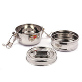 KCL Stainless Steel 2-Tier Lunch Box / Tiffin Box with Locking Clips | Leak-Resistant Food Container for School, Office, Picnic & Travel | Durable Steel Food Pack.