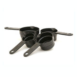 KCL Ekonomica 8-Piece Plastic Measuring Cups & Spoons Set | 4 Cups + 4 Spoons with Double Pour Spouts | Baking & Cooking Measurement Set – Black