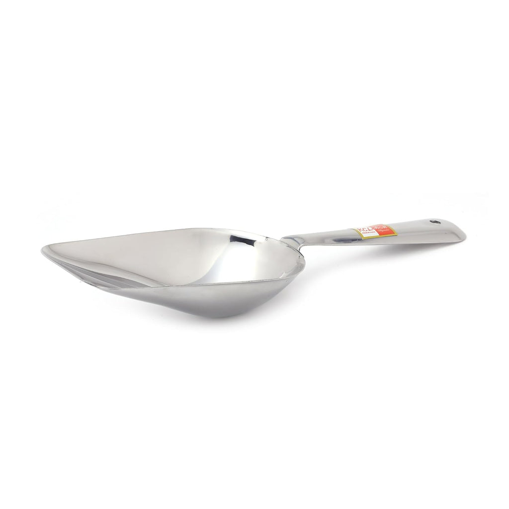 KCL Stainless Steel Scoop | Chemical-Free Atta, Flour & Rice Scoop | Heavy Gauge Multipurpose Kitchen & Parcel Scoop | Mirror Finish | Food Grade – Pack of 1