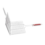 KCL Portable Barbecue BBQ Grill Net Basket | Chromium Plated Roasting & Grilling Tray with Wooden Handle | For Vegetables, Paneer & Mushrooms Only | Pack of 1.