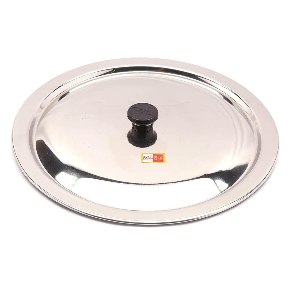 KCL Stainless Steel Ciba Tope Lid for/Tope Cover/Handi/Kadai/Saucepan Cover with Nob - 1 Unit.