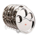 KCL Stainless Steel Partition Plate / Bhojan Thali – 4 in 1 Design, Heavy Gauge Mirror Finish (29 cm) | Set of 6 | 20 Gauge.