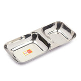 KCL Stainless Steel 2 in 1 Partition Plate Set | 20 Gauge Heavy Steel Breakfast & Snack Plate | Mirror Finish | Rust Proof & Dishwasher Safe | Pack of 3.