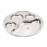 KCL Stainless Steel Partition Plate / Bhojan Thali – 4 in 1 Design, Heavy Gauge Mirror Finish (29 cm) | Set of 6 | 20 Gauge.