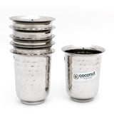 Coconut Stainless Steel Hammered Design Glasses - Capacity 300ml, Heavy Gauge, Durable, Food Grade, BPA Free, Model-B19 Hammered Finish, Drinking Glass For Serving Water / Juice / Beverages/ Lemonade/ Coffee/ Milk