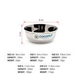 Coconut Stainless Steel Heavy Gauge, Solid Bowl/ Vati / Katori / Set of 6 -Available sizes in Capacity 100ml, 150ml, 200ml, 250ml, 300ml Each, Model - C9, Serving Bowls for Soup, Salad, Dessert, Dal