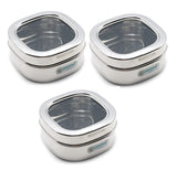 Coconut Stainless Steel Campo C-thru Box - Square Box, Mirror Finish, Strong, Sturdy, Lunch Dabba / Dibba / Container / Canister / Storage Dabba for Fridge / Utility box / Storage Kitchen Organizer / Lunch Box, Model - S37 Campo C-thru