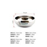 Coconut Stainless Steel Heavy Gauge, Solid Bowl/ Vati / Katori / Set of 6 -Available sizes in Capacity 100ml, 150ml, 200ml, 220ml Each, Model - C17 Rasberry, Serving Bowls for Soup, Salad, Dessert, Vegetable, Dal