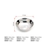 Coconut Stainless Steel Heavy Gauge, Solid Bowl/ Vati / Katori / Set of 6 - Capacity 100ml, 140ml, 200ml, Model - C20 Marwadi Bowl, Serving Bowls for Soup, Salad, Dessert, Vegetable, Dal, Tea, Coffee
