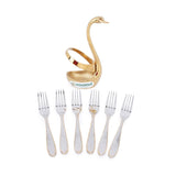 Coconut Stainless Steel Cutlery Set Premium Design Spoon and Fork with Gold Colour Polish Stand - Set of 12 with 2 Stand