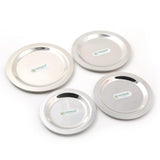 Coconut Stainless Steel Lids - Set of 4, Dimension - 12cms, 13.5cms, 15.5cms, 17.5cms, Lids / Ciba / Tope Cover, Sturdy, Strong, Heavy Gauge, Mirror Finish, Suitable for Pot, Pans, Kadai, Tawa, Model - Plain Ciba (No.7 - No.10)