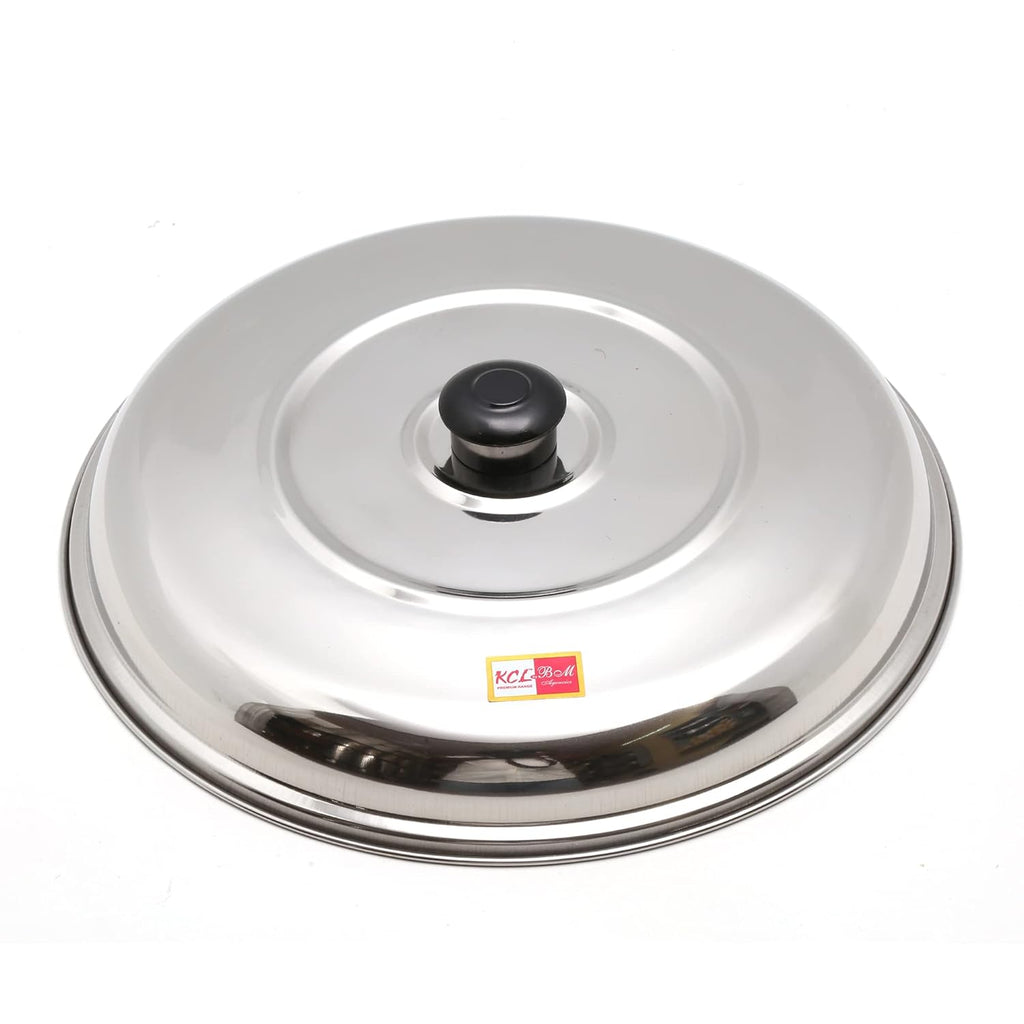 KCL Stainless Steel Multipurpose Lid for Kitchen Utensils | Heavy-Gauge Dome Cover for Dosa Tawa, Kadai, Pots and Pans | Steam Retaining Lid with Heat-Resistant Knob | 25.5 cm Diameter.