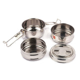 KCL Stainless Steel Lunch Box | 3 Tier Tiffin Box with Leak-Resistant Locking Clips & Carry Handle | Food Grade Steel | For School, Office, Travel & Picnic.
