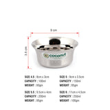 Coconut Stainless Steel Heavy Gauge, Solid Bowl/ Vati / Katori / Set of 6- Available sizes in Capacity 100ml, 150ml, 200ml, 250ml Each,Model-C23 Shower Pari, Serving Bowls for Soup, Salad, Dessert, Dal, Vegetable