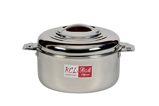 KCL Stainless Steel Casserole with Lid | Hot Pot for Roti, Rice & Curry Storage | Heavy Gauge | Mirror Finish | Food-Grade Steel.