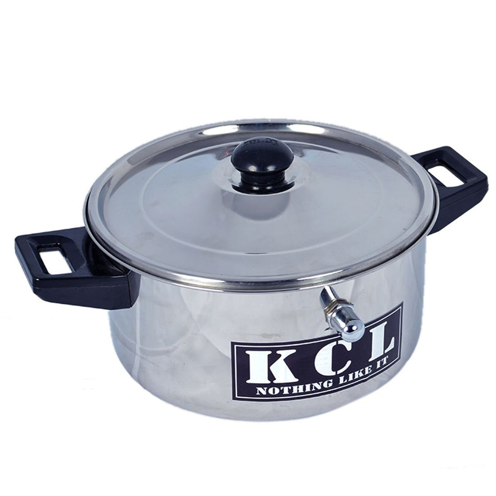 KCL Stainless Steel Flat Milk Boiler with Steel Lid | Heavy Gauge Milk Heating & Boiling Pot | Flat Bottom Design | Gas & Induction Compatible | Durable.