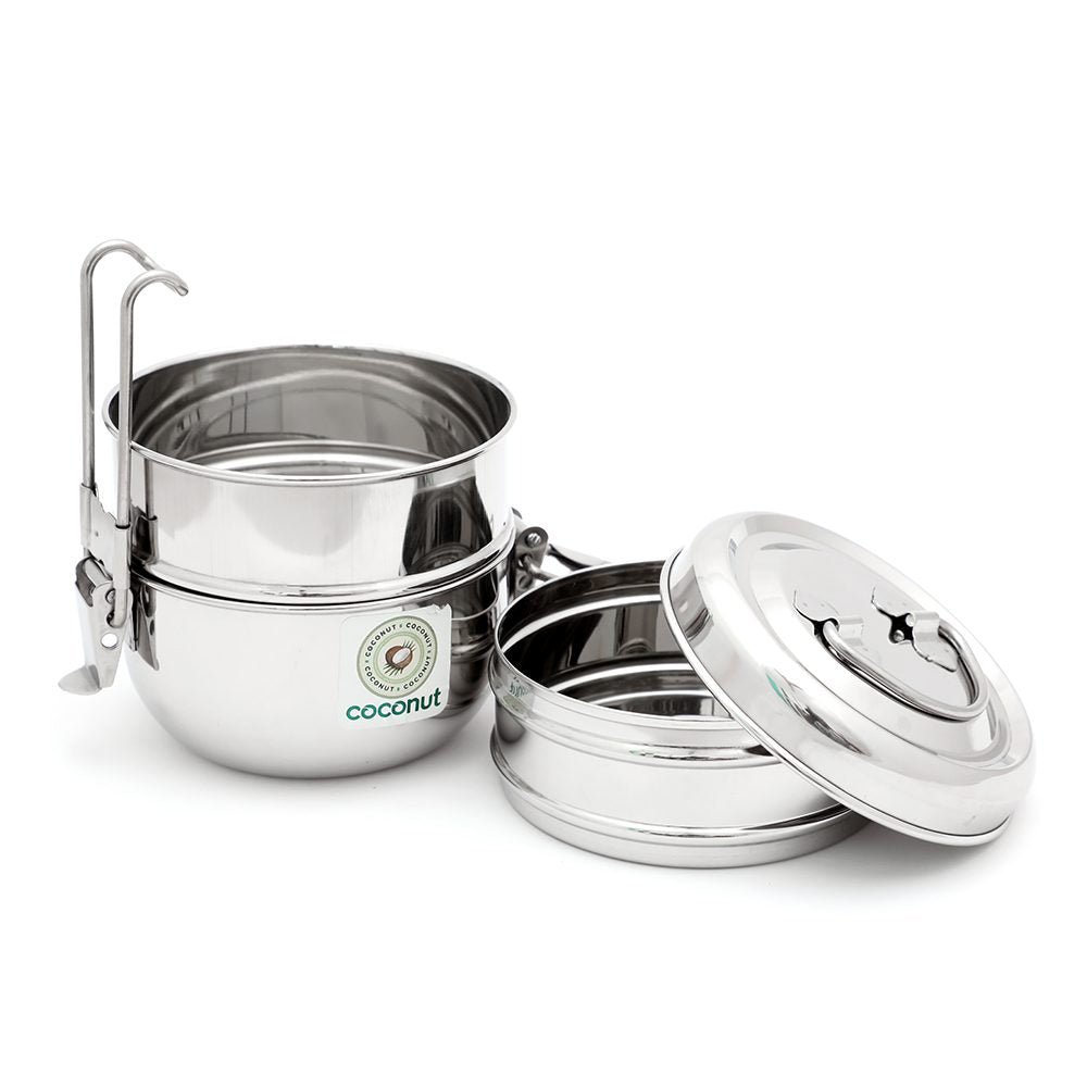 Coconut Stainless Steel Food Carrier/Lunch Box Three Container 8 x 3/1800 ML - 1Qty