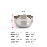 Coconut Stainless Steel Heavy Gauge, Solid square Bowl/ Vati / Katori / Set of 6 -Available sizes in Capacity 80ml, 140ml, 200ml, 250ml Each, Model-C25 Shower Square Apple, Serving Bowls for Soup, Salad, Dessert, Dal