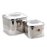 KCL Stainless Steel Cubic Storage Tin Set of 2 (4 KG & 6.5 KG) | Airtight Containers with Unbreakable Lid for Dry Grains, Rice, Pulses & Snacks | Food-Grade, Rust-Resistant.