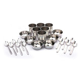 Coconut Stainless Steel (Heavy Guage) Mirror Finish Damro Dinner Set/Dinnerware & Serveware - 30 Pc