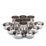 Coconut Stainless Steel (Heavy Guage) Mirror Finish Damro Dinner Set/Dinnerware & Serveware - 30 Pc