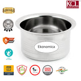 KCL Stainless Steel Ekonomica Tope Cookware Set | Flat Bottom Steel Tope / Bhagona for Cooking | Induction & Gas Compatible | 5-Piece Set (700ml, 900ml, 1200ml, 1500ml & 2000ml).