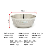 Coconut Stainless Steel Heavy Gauge, Solid, Mixing Bowl/ Vati / Katori / Set of 6 -Available sizes in Capacity 500ml, 750ml, 800ml, 1000ml, 1650ml, Serving / Mixing Bowls for Soup, Salad, Dessert, Dal, Vegetable, Dough, Cake, Model - C33 Wonder Bowl
