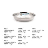 Coconut Stainless Steel Halwa Plate (Pack Of 6),Heavy Gauge, Mirror Finish, Model-H1 Reg Halwa, Serving Plate for Chaat, Namkeen, Halwa, Snacks, Dessert