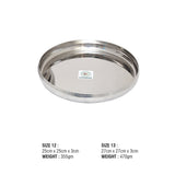 Coconut Stainless Steel Plate - Pack of 6, Heavy Gauge, Mirror Finish, Solid, Dinner Plate / Meal Plate / Serving Plate/ Thali, Model-P1 CB Plate