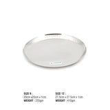 Coconut Stainless Steel Hammered Plate - Pack of 6, Heavy Gauge, Mirror Finish, Solid, Dinner Plate / Meal Plate / Serving Plate/ Thali, Model-P6 Hammered Corner