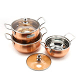 Coconut Minar Copper With Glass Lid Handi - Food Grade, Mirror Finish, Heavy Gauge, Serveware, Cookware, Model - Minar Copper Glass Lid