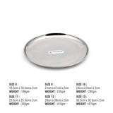 Coconut Stainless Steel Plate - Pack of 6, Heavy Gauge, Mirror Finish, Solid, Dinner Plate / Meal Plate / Serving Plate/ Breakfast Plate, Model-China Plate
