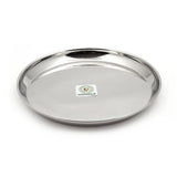 Coconut Stainless Steel Plate - Pack of 6, Heavy Gauge, Mirror Finish, Solid, Dinner Plate / Meal Plate / Serving Plate/ Thali, Model-P3 Kanchan Bogi Plate
