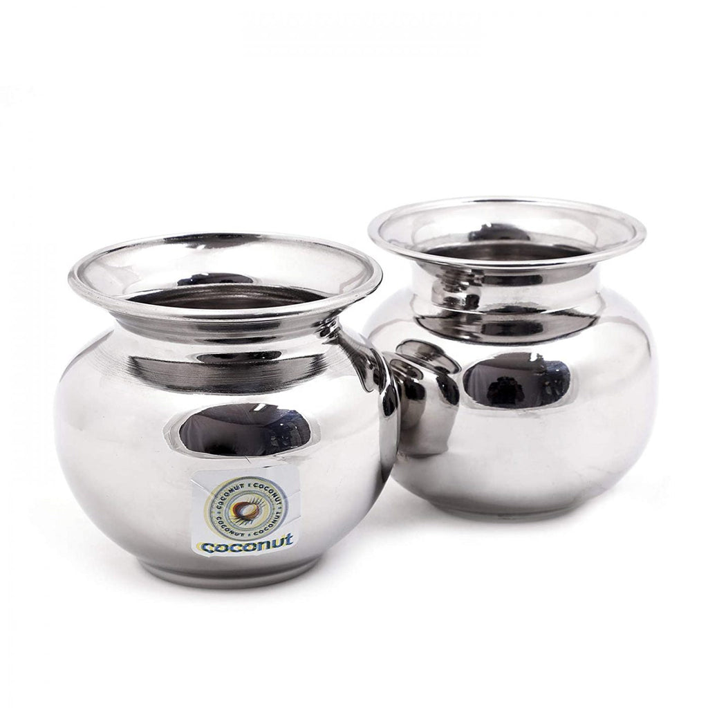 Coconut Stainless Steel L2 Choudhary Lota/Chambu/Kalash - Set of 2 Piece- 400ML & 550ML