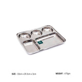 Coconut Stainless Steel Mini Meals - Heavy Gauge, Mirror finish, Durable, Partition Plate / Pav Bhaji Plate / Serving Plate /Lunch / Dinner / Bhojan / Compartment Plate, Model- P15 Mini Meals