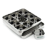 Coconut Stainless Steel Square Shape C-thru Dry fruit box -  Masala Box / Spice box / Condiment box / 9 partition Masala dabba / Store Organizer / Masala Dhani / Chamak /, Model - MB14 Nano C-thru