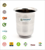 Coconut A13 Stainless Steel Water Glass 300ml | Steel Drinking Glass Set | Water Tumbler | Juice Glass | Milk Glass | Food Grade BPA Free | Matte Finish | Rust Resistant | Heavy Gauge Beverage Serving Tumbler | Available in Set of 3 & set of 6.