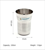 Coconut A17 Stainless Steel Water Glass 250ml Each | Premium Matte Finish Drinking Tumbler | Food Grade Stainless Steel | Rust Proof, BPA Free, Dishwasher Safe | Water, Juice, Milk & Beverage Glasses.