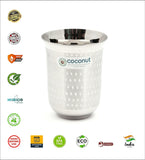 Coconut A18 Stainless Steel Shower Design Glass 250ml Each | Premium Matte Finish Tumbler with Elegant Dot Pattern | Food Grade Stainless Steel | Rust Proof, BPA Free, Dishwasher Safe | Water, Juice & Milk Glasses.