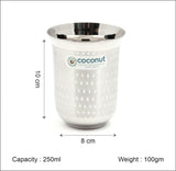 Coconut A18 Stainless Steel Shower Design Glass 250ml Each | Premium Matte Finish Tumbler with Elegant Dot Pattern | Food Grade Stainless Steel | Rust Proof, BPA Free, Dishwasher Safe | Water, Juice & Milk Glasses.