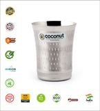 Coconut A19 Stainless Steel Shower Design Drinking Glass 300ml Each | Premium Matte Finish Designer Tumbler | Food Grade Stainless Steel | Rust Proof, BPA Free, Dishwasher Safe | Water, Juice, Milk & Beverage Glasses.