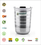 Coconut A1 Stainless Steel Water Glass 250ml | Steel Drinking Glass | Water Tumbler | Juice Glass | Milk Glass | Heavy Gauge Food Grade BPA Free | Mirror Finish | Rust Resistant Beverage Serving Glass.