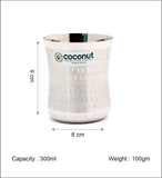 Coconut A20 Stainless Steel Shower Design Drinking Glass 300ml Each | Premium Designer Steel Tumbler with Curved Body | Food Grade Stainless Steel | Rust Proof, BPA Free, Dishwasher Safe | Water, Juice & Milk Glasses.